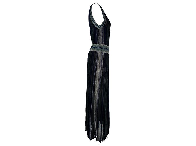 Abito midi plissettato a righe Missoni in rayon multicolore - vista 2
