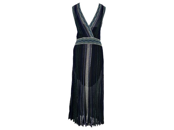 Abito midi plissettato a righe Missoni in rayon multicolore - vista 4