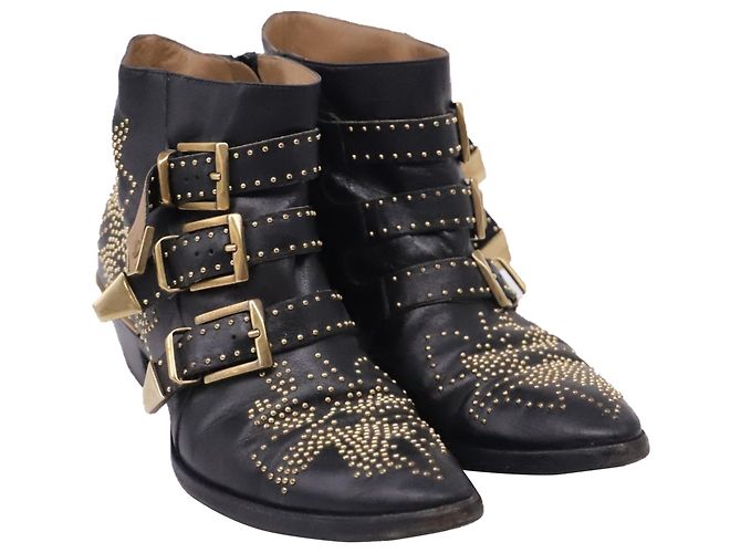 Botines bajas Chloé Susanna con tachuelas en cuero negro - vista 2