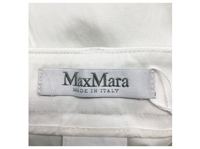 Max Mara weit geschnittene Hose mit hoher Taille und Gürtel aus weißer Baumwolle - Ansicht 6