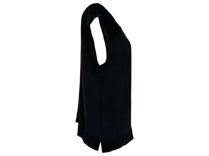 Blusa de manga curta Theory em seda preta Preto - vista 2