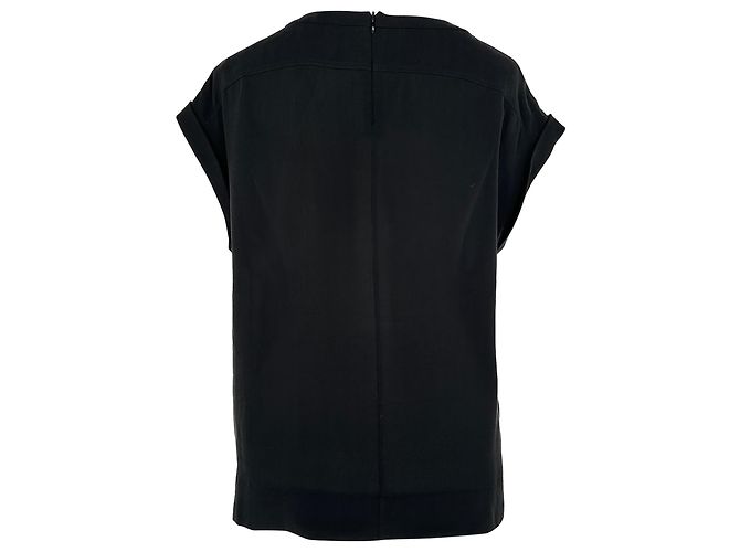 Blusa de manga curta Theory em seda preta Preto - vista 3
