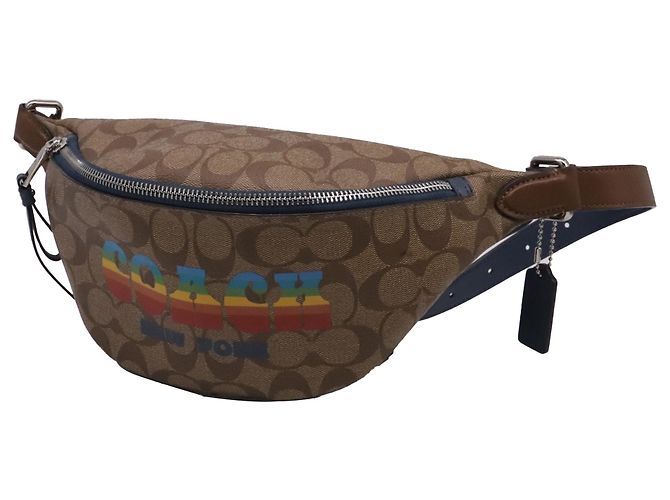 Borsello da vita Coach in nylon canvas marrone Rosso - vista 2