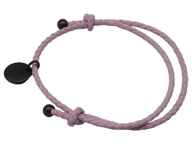 Bracciale intrecciato Bottega Veneta in pelle rosa - vista 2