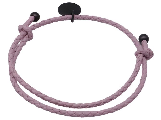 Bracciale intrecciato Bottega Veneta in pelle rosa - vista 3