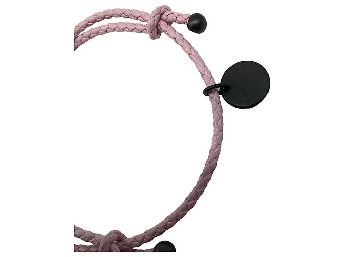 Bracciale intrecciato Bottega Veneta in pelle rosa - vista 5