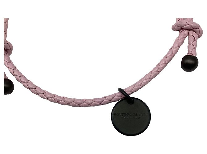 Bracciale intrecciato Bottega Veneta in pelle rosa - vista 6