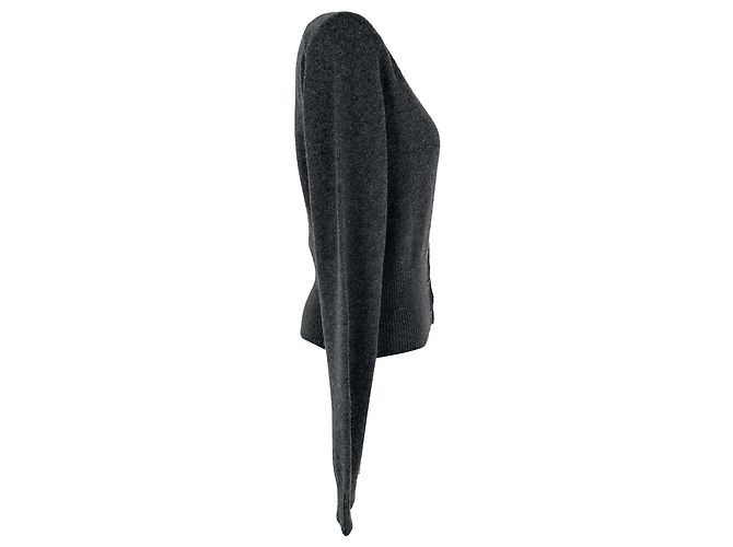 Jil Sander Strickcardigan mit Knöpfen aus grauer Wolle - Ansicht 2