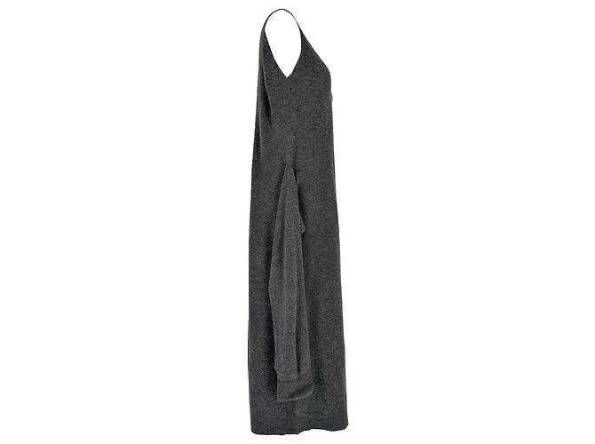 Joseph ärmelloses Midi-Kleid mit Bindegürtel aus grauer Wolle - Ansicht 2