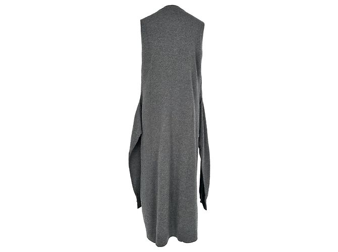 Joseph ärmelloses Midi-Kleid mit Bindegürtel aus grauer Wolle - Ansicht 3