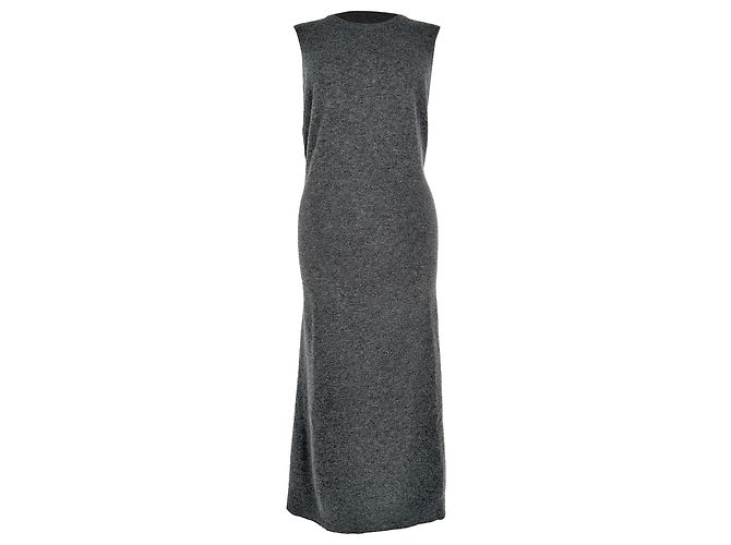 Joseph ärmelloses Midi-Kleid mit Bindegürtel aus grauer Wolle - Ansicht 4