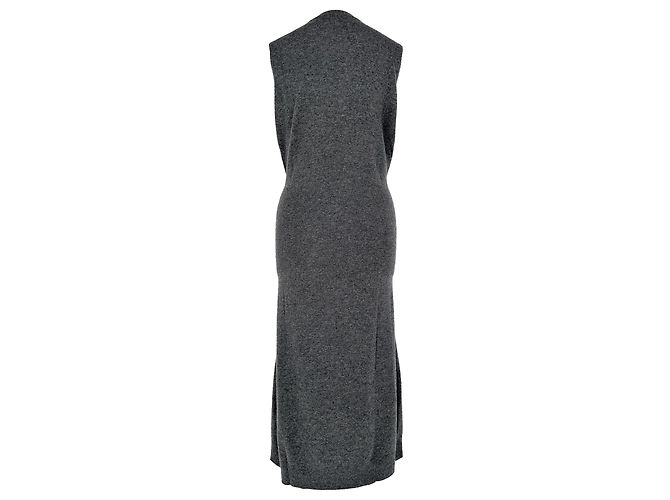 Joseph ärmelloses Midi-Kleid mit Bindegürtel aus grauer Wolle - Ansicht 6