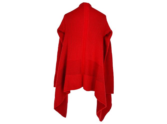 Pull cape en maille côtelée Rick Owens en laine rouge - vue 3