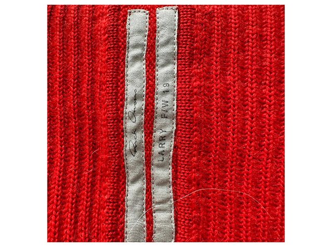 Pull cape en maille côtelée Rick Owens en laine rouge - vue 4