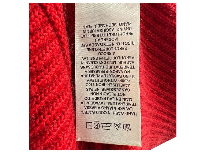 Pull cape en maille côtelée Rick Owens en laine rouge - vue 6