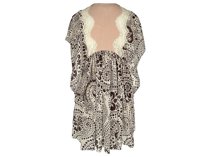 Blusa Chloé in cotone multicolore con stampa paisley e bordo in pizzo - vista 3