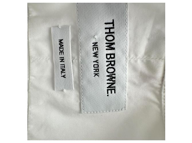 Camisa de botões Thom Browne em algodão branco Cru - vista 4
