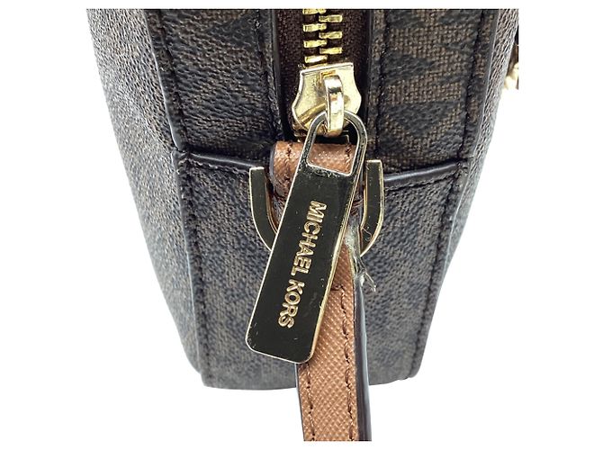 Borsa Crossbody Michael Kors Jet Set Large EW Zip Chain in pelle marrone Rosso - vista 13