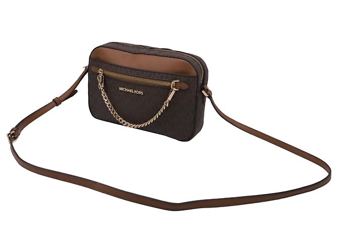 Borsa Crossbody Michael Kors Jet Set Large EW Zip Chain in pelle marrone Rosso - vista 2