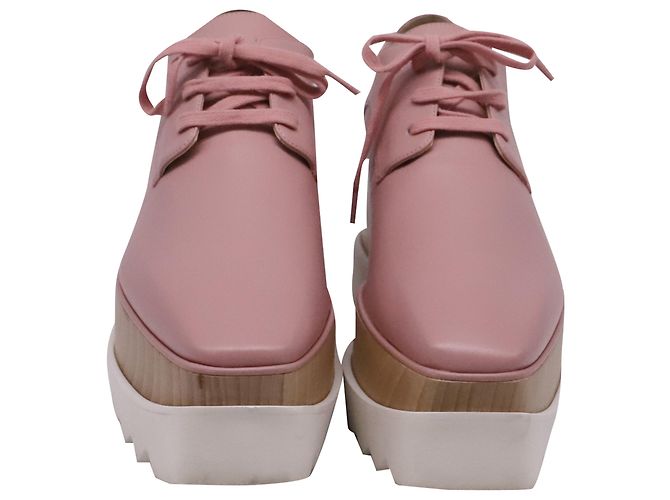 Stella Mc Cartney Chaussures compensées à plateforme Elyse de Stella McCartney en cuir rose - vue 2
