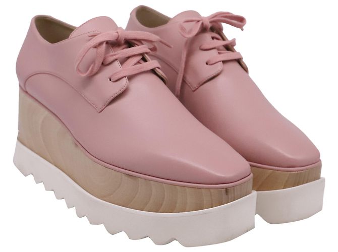 Stella Mc Cartney Chaussures compensées à plateforme Elyse de Stella McCartney en cuir rose - vue 3