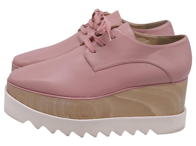 Stella Mc Cartney Chaussures compensées à plateforme Elyse de Stella McCartney en cuir rose - vue 4