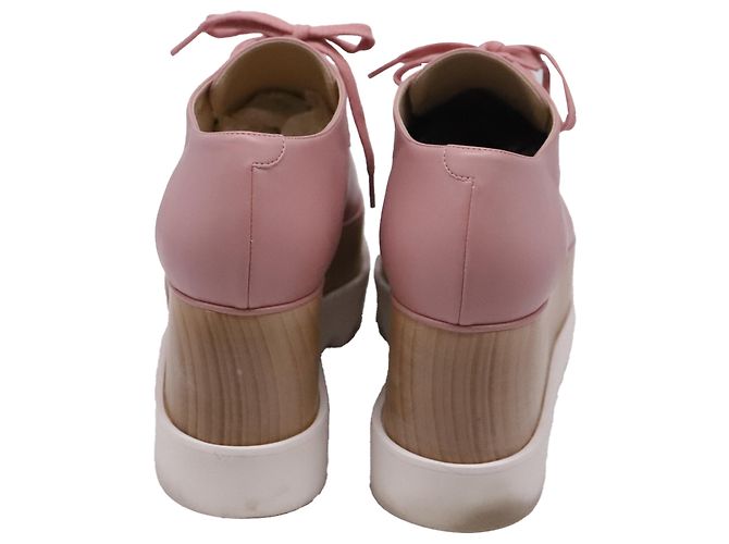 Stella Mc Cartney Chaussures compensées à plateforme Elyse de Stella McCartney en cuir rose - vue 5