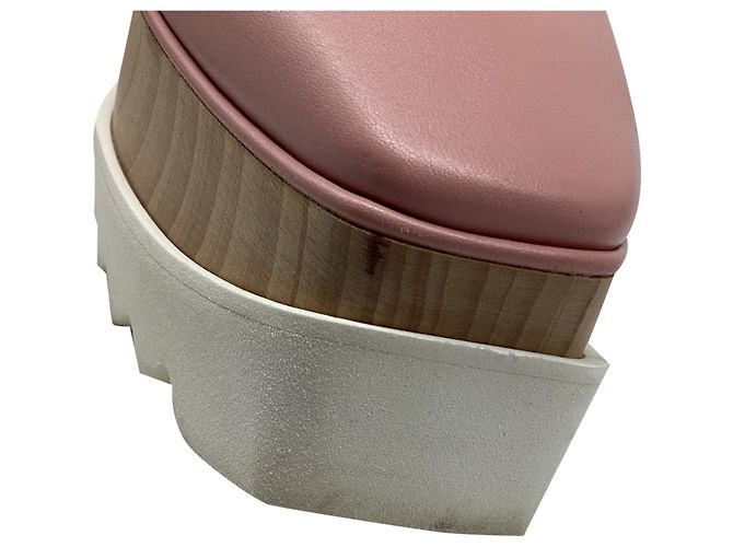 Stella Mc Cartney Chaussures compensées à plateforme Elyse de Stella McCartney en cuir rose - vue 6