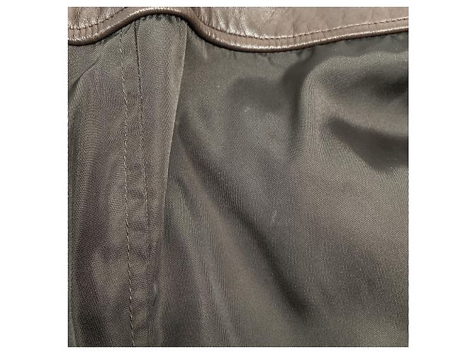 Prada Bomberjacke mit Pelzkragen aus braunem Polyester Rot - Ansicht 5