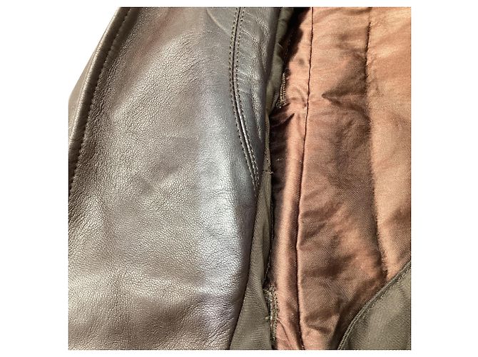 Prada Bomberjacke mit Pelzkragen aus braunem Polyester Rot - Ansicht 7