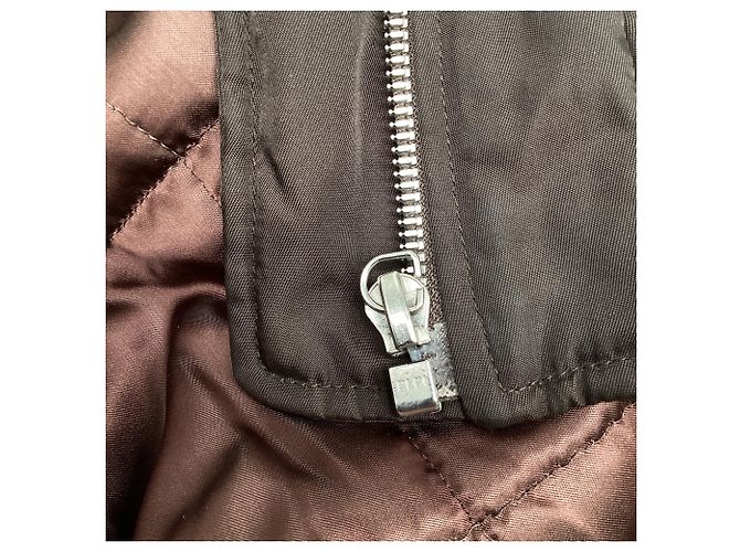 Prada Bomberjacke mit Pelzkragen aus braunem Polyester Rot - Ansicht 8