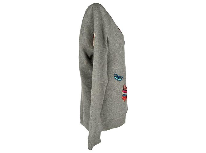 Valentino Garavani Sudadera Valentino con bordado de mariposa en algodón gris - vista 2