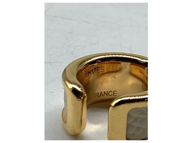 Ear cuff Hermès Olympe PM in metallo dorato Stampa python - vista 10