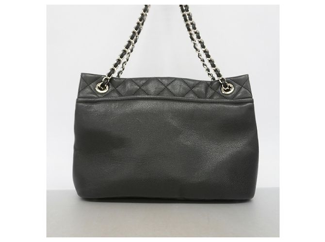 Borsa Tote Chanel in pelle di vitello grana nera Nero - vista 8