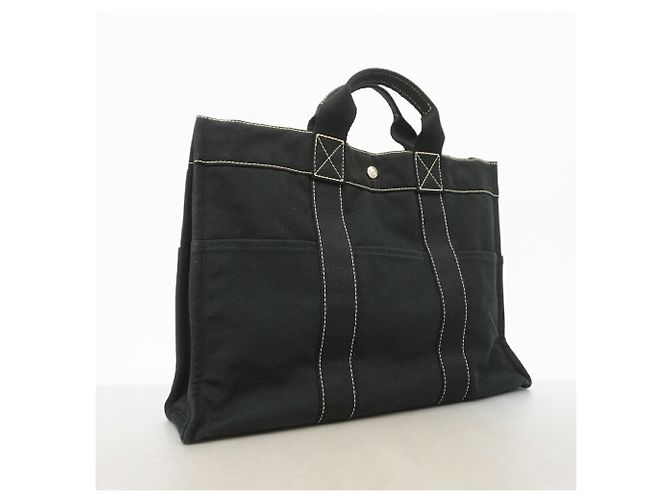 Hermès Bolso Tote Hermes Deauville MM Canvas Negro - vista 2