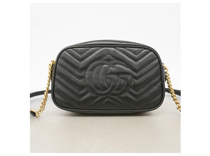 Borsa a tracolla in pelle Gucci GG Marmont Nero - vista 10