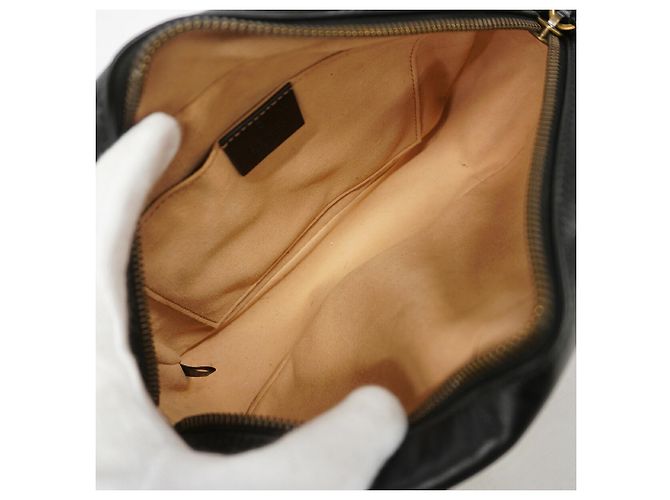 Borsa a tracolla in pelle Gucci GG Marmont Nero - vista 4