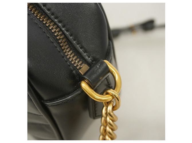 Borsa a tracolla in pelle Gucci GG Marmont Nero - vista 6