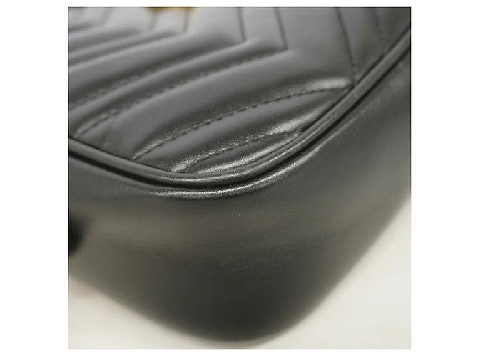 Borsa a tracolla in pelle Gucci GG Marmont Nero - vista 7