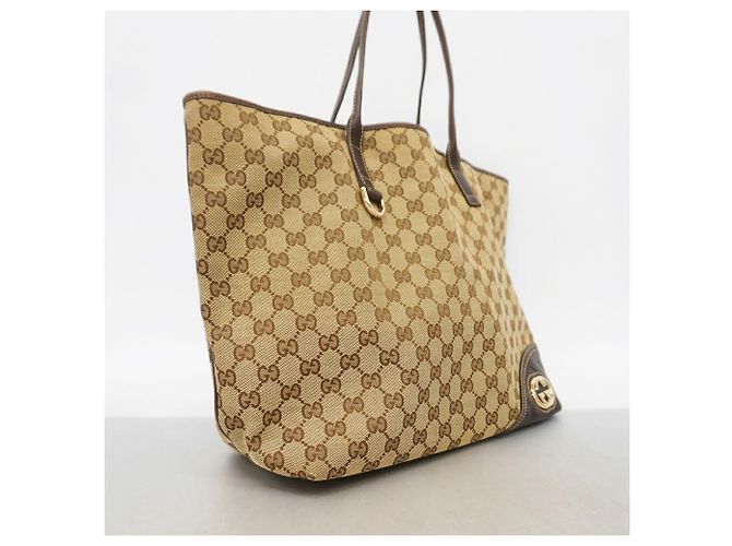 Borsa Tote Gucci in tela beige e marrone - vista 2