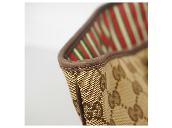 Borsa Tote Gucci in tela beige e marrone - vista 9
