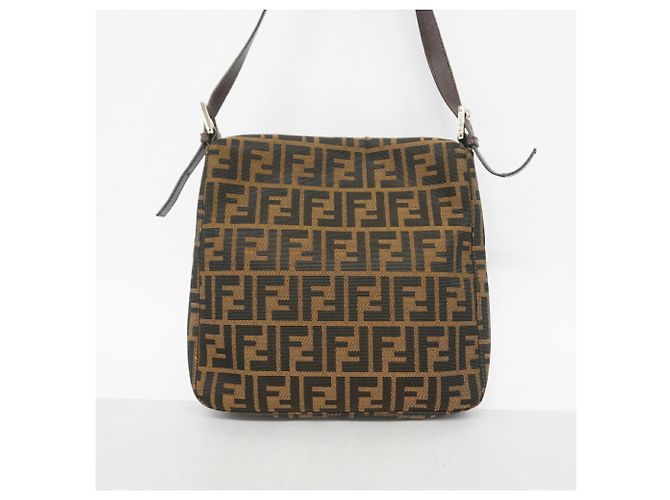 Bolsa de ombro Fendi Zucca em nylon e canvas Marrom - vista 11
