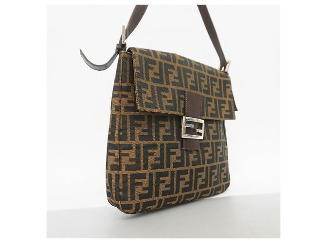 Bolsa de ombro Fendi Zucca em nylon e canvas Marrom - vista 2