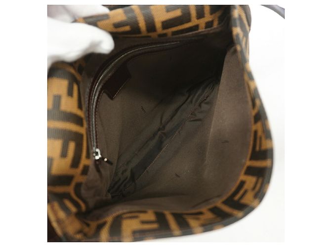 Bolsa de ombro Fendi Zucca em nylon e canvas Marrom - vista 4