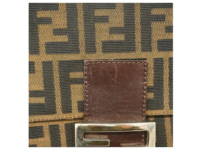Bolsa de ombro Fendi Zucca em nylon e canvas Marrom - vista 6