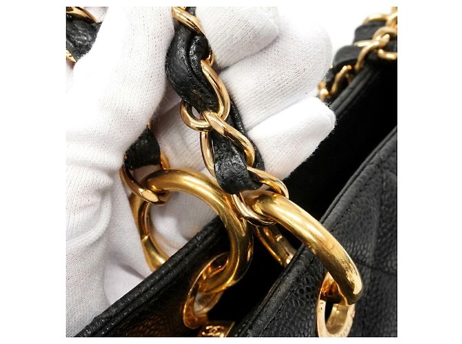Borsa Tote Chanel in pelle di vitello martellata nera Nero - vista 8