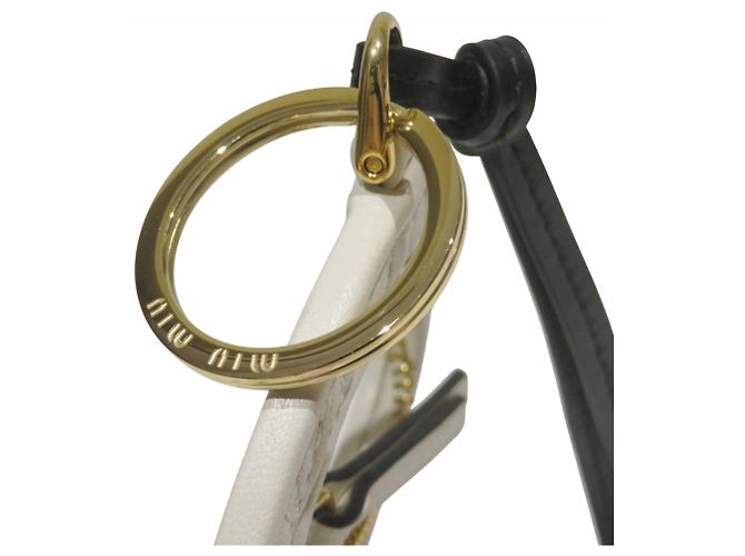Portachiavi Miu Miu Wonder Leather Trick Bianco - vista 8