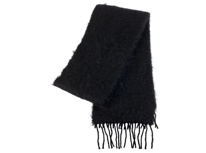 Estola LOEWE Anagram em lã e mohair preta e castanha Marrom Preto - vista 2