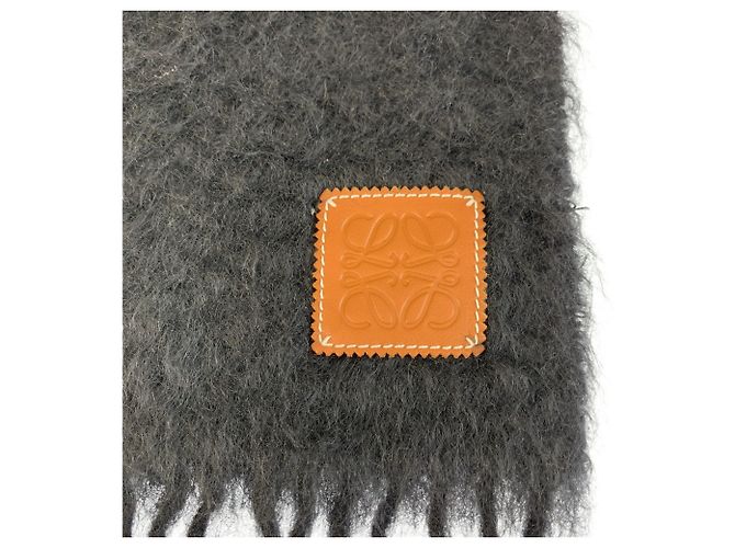 Estola LOEWE Anagram em lã e mohair preta e castanha Marrom Preto - vista 3