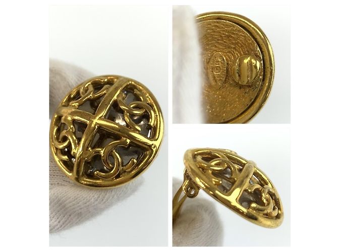 Chanel Vintage Coco Mark vergoldete Clip-Ohrringe Golden - Ansicht 5